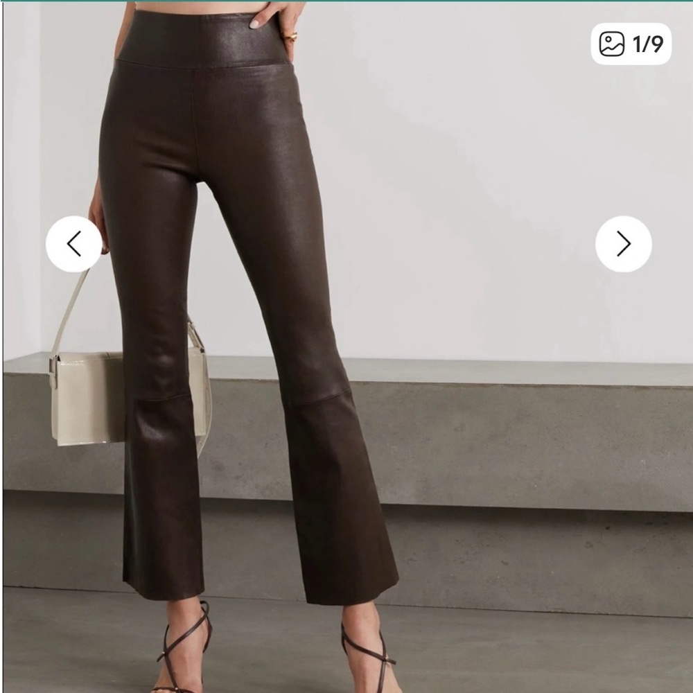 SPRWMN TAN GRACE CROP LEATHER PANT $1075